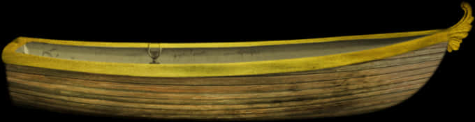 Vintage Wooden Canoe Black Background PNG