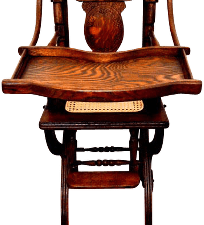 Vintage Wooden Captains Chair Transparent Background PNG