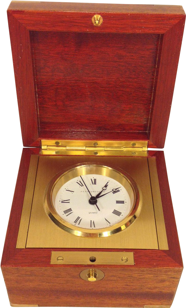 Vintage Wooden Clock Box PNG
