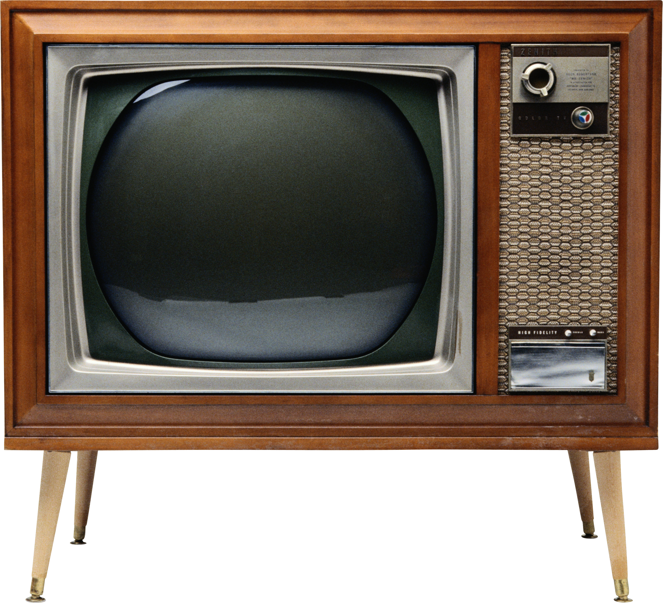 Vintage Wooden Console Television PNG