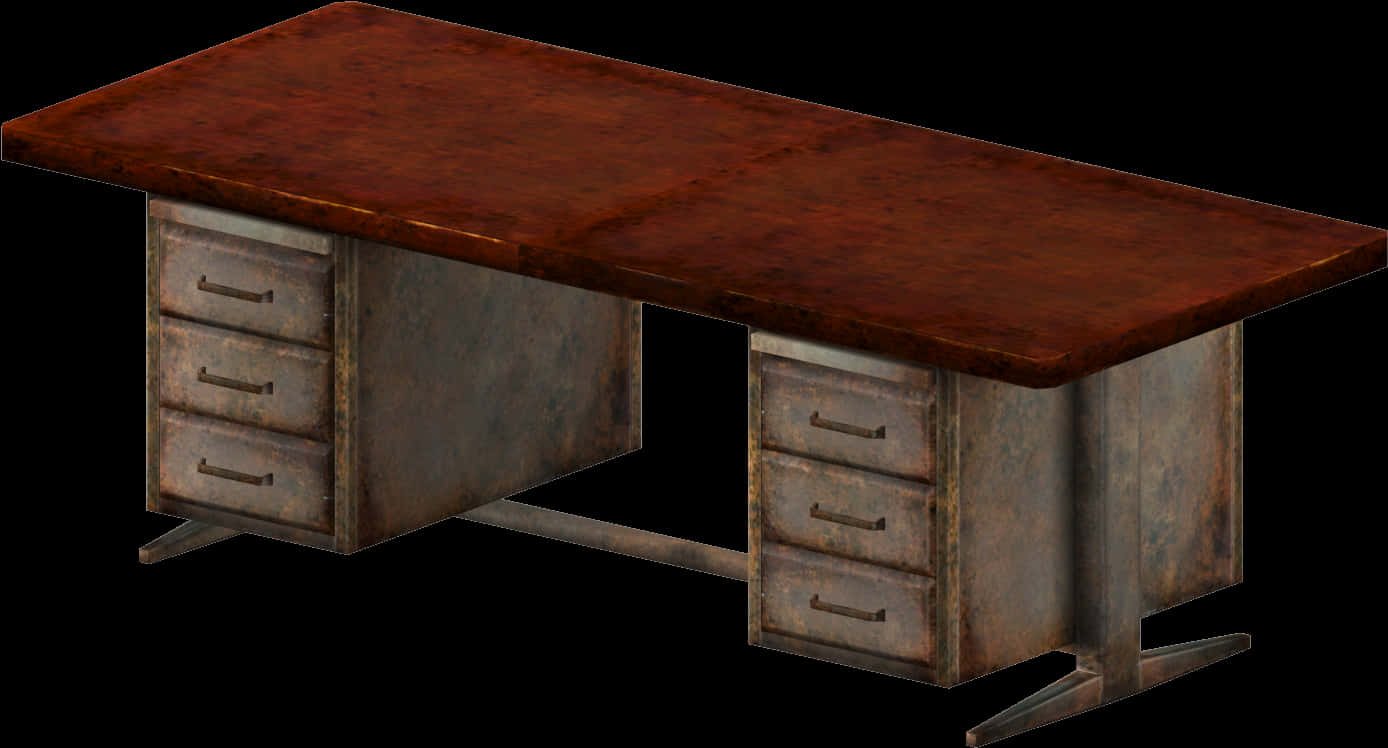 Vintage Wooden Desk3 D Model PNG