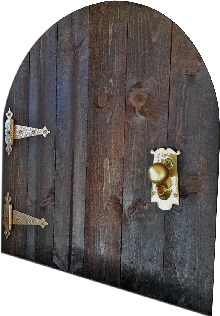Vintage Wooden Doorwith Brass Knocker PNG