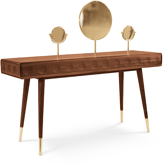 Vintage Wooden Dressing Table With Mirrors PNG