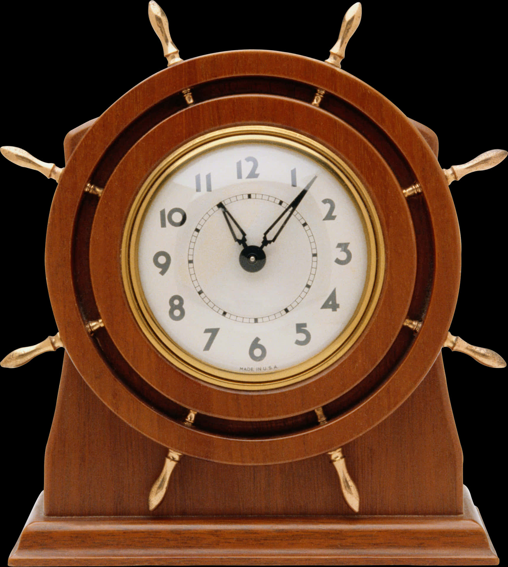 Vintage Wooden Mantel Clock PNG