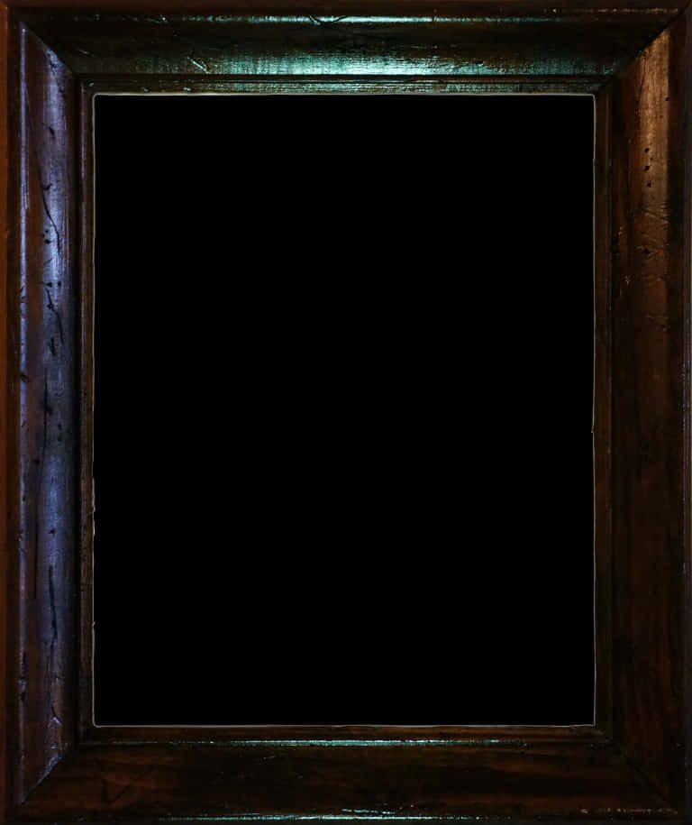 Vintage Wooden Photo Frame Black Background PNG