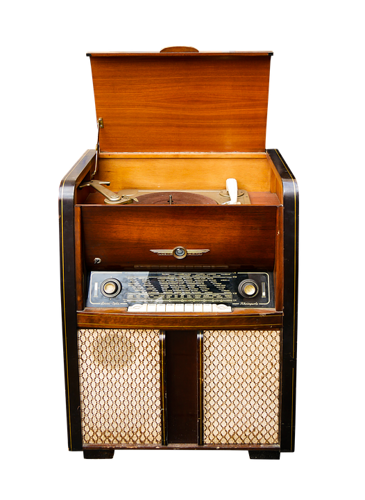 Vintage Wooden Radio Cabinet PNG