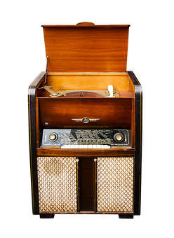 Vintage Wooden Radio Cabinet PNG