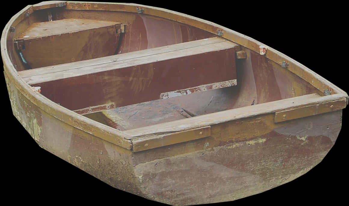 Vintage Wooden Rowboat PNG