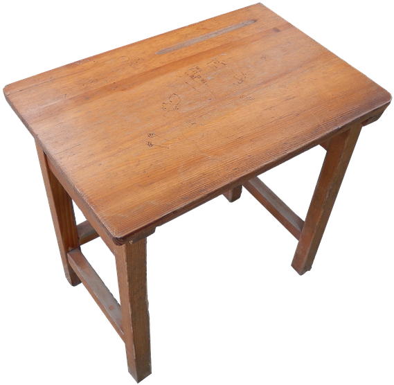 Vintage Wooden School Desk PNG