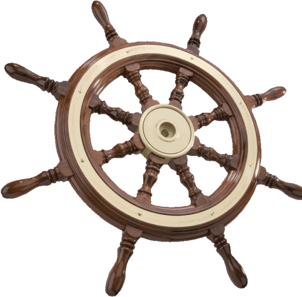 Vintage Wooden Ship Wheel PNG