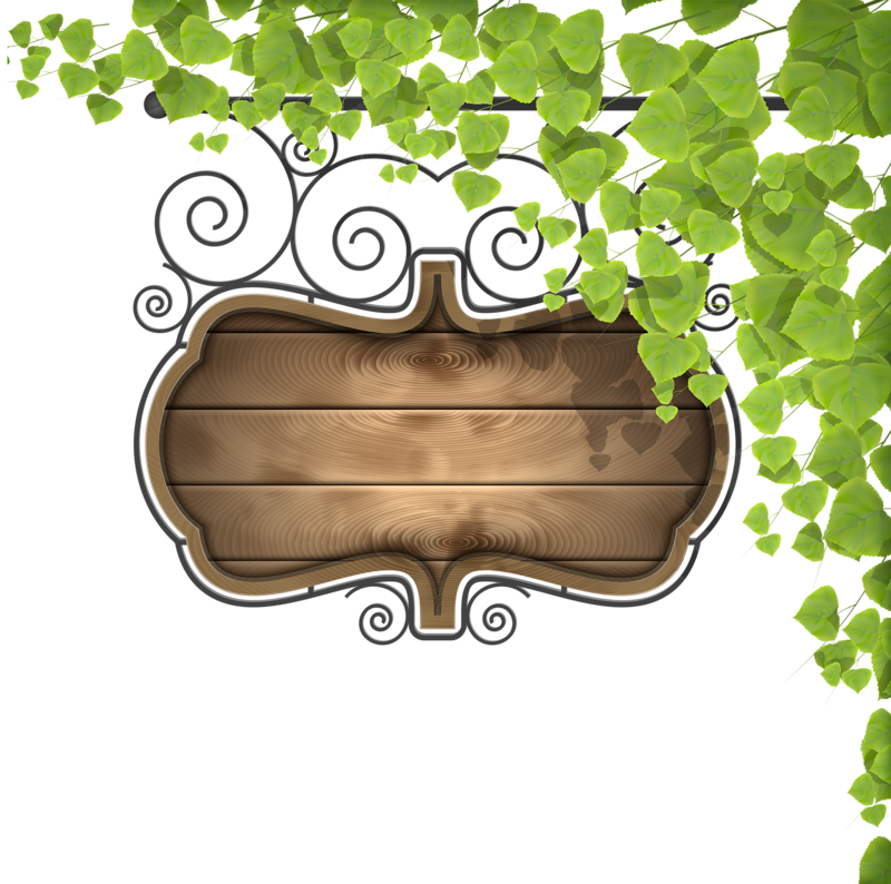 Vintage Wooden Signboardwith Ivy PNG