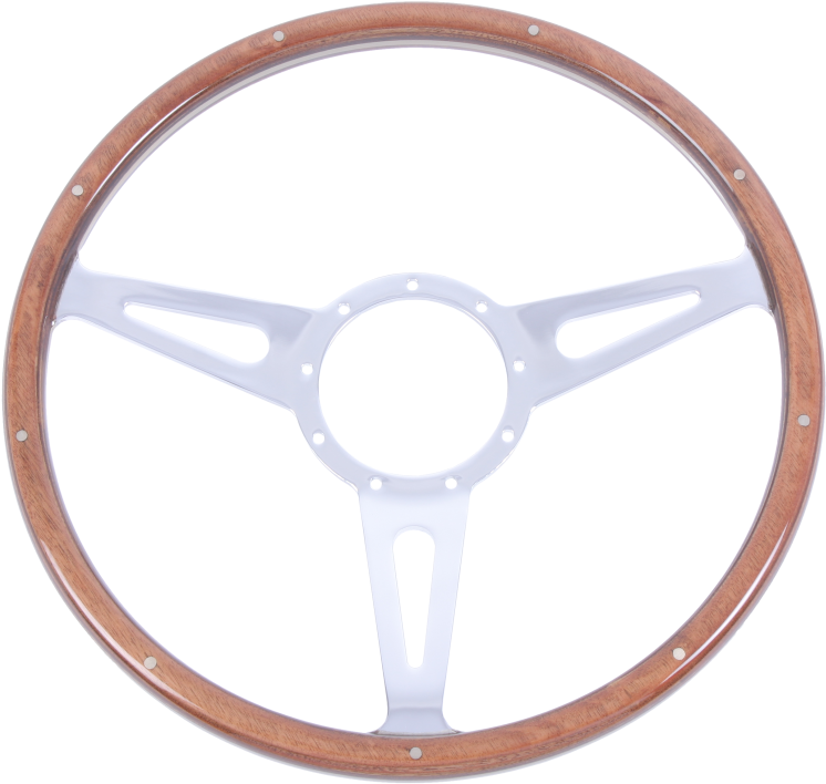 Vintage Wooden Steering Wheel PNG