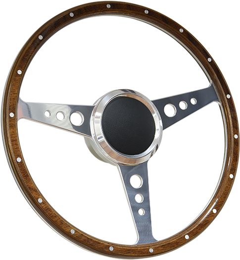 Vintage Wooden Steering Wheel PNG