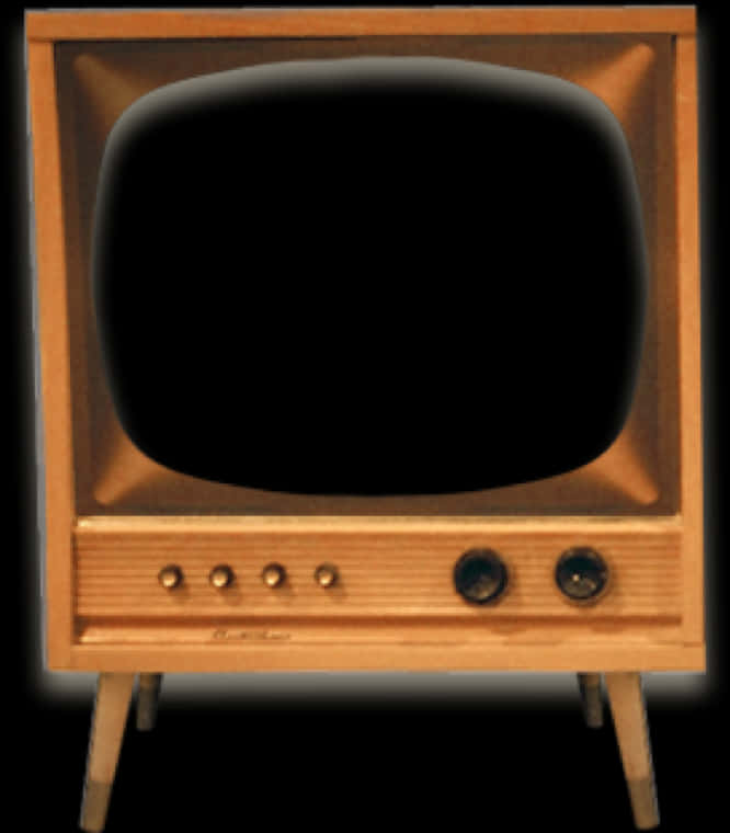 Vintage Wooden Television Set PNG