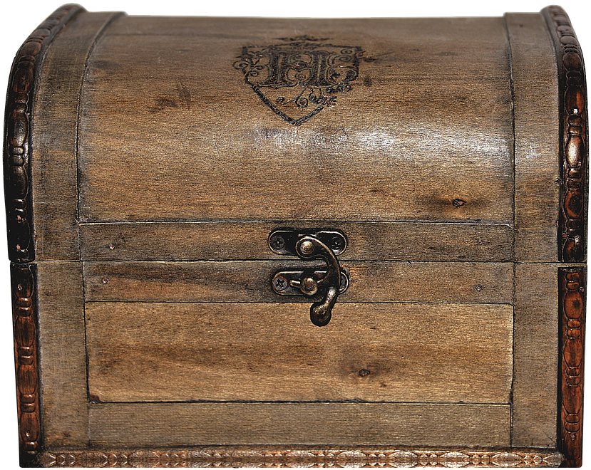 Vintage Wooden Treasure Chest PNG