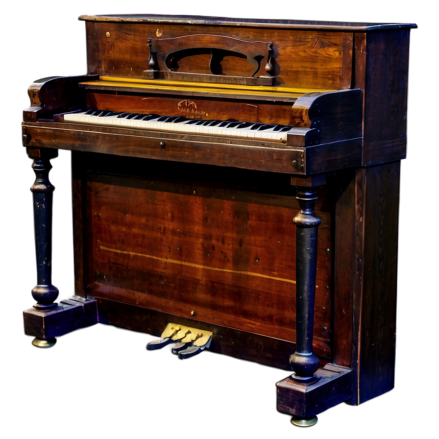 Vintage Wooden Upright Piano Png 06272024 PNG