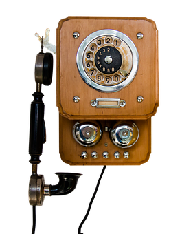 Vintage Wooden Wall Telephone PNG