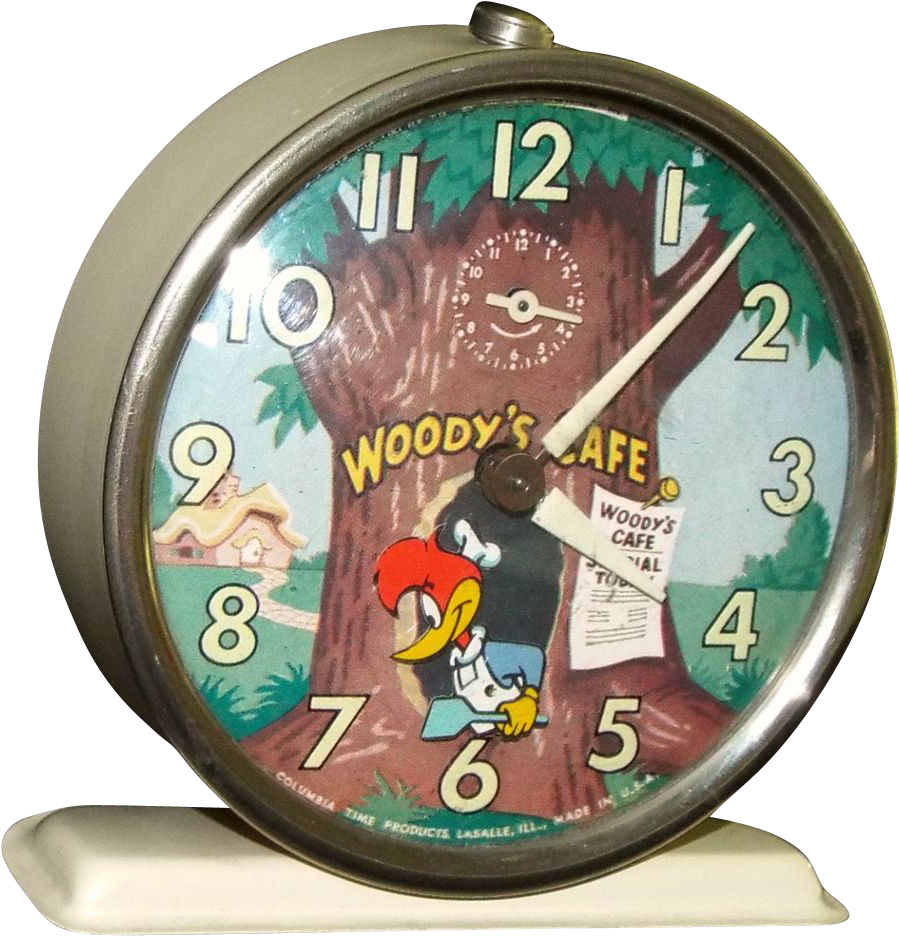 Vintage Woody Woodpecker Clock PNG