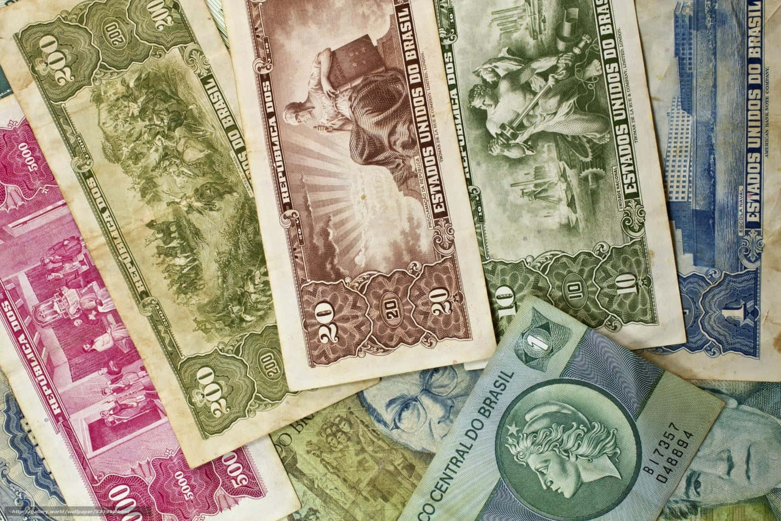 Vintage World Currency Collection Wallpaper