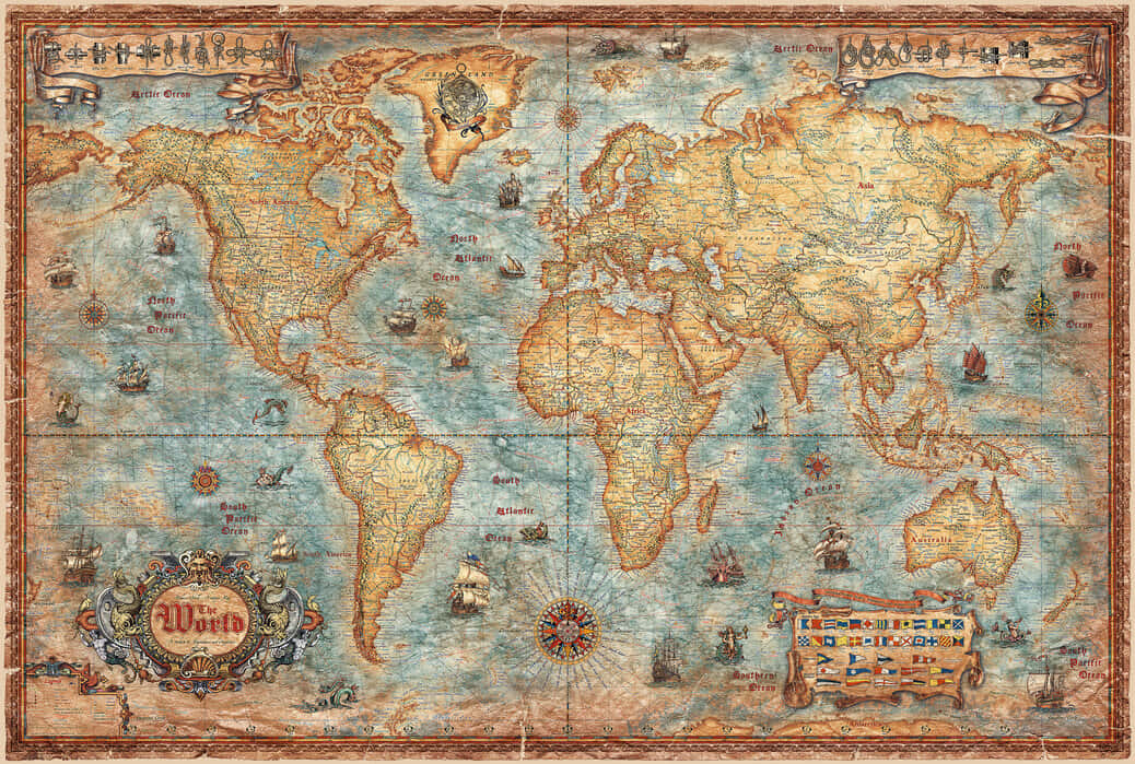Vintage World Map Antique Style Wallpaper