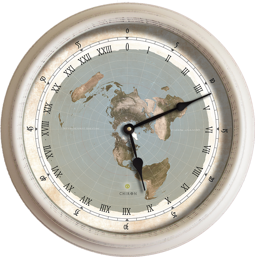Vintage World Map Clock PNG