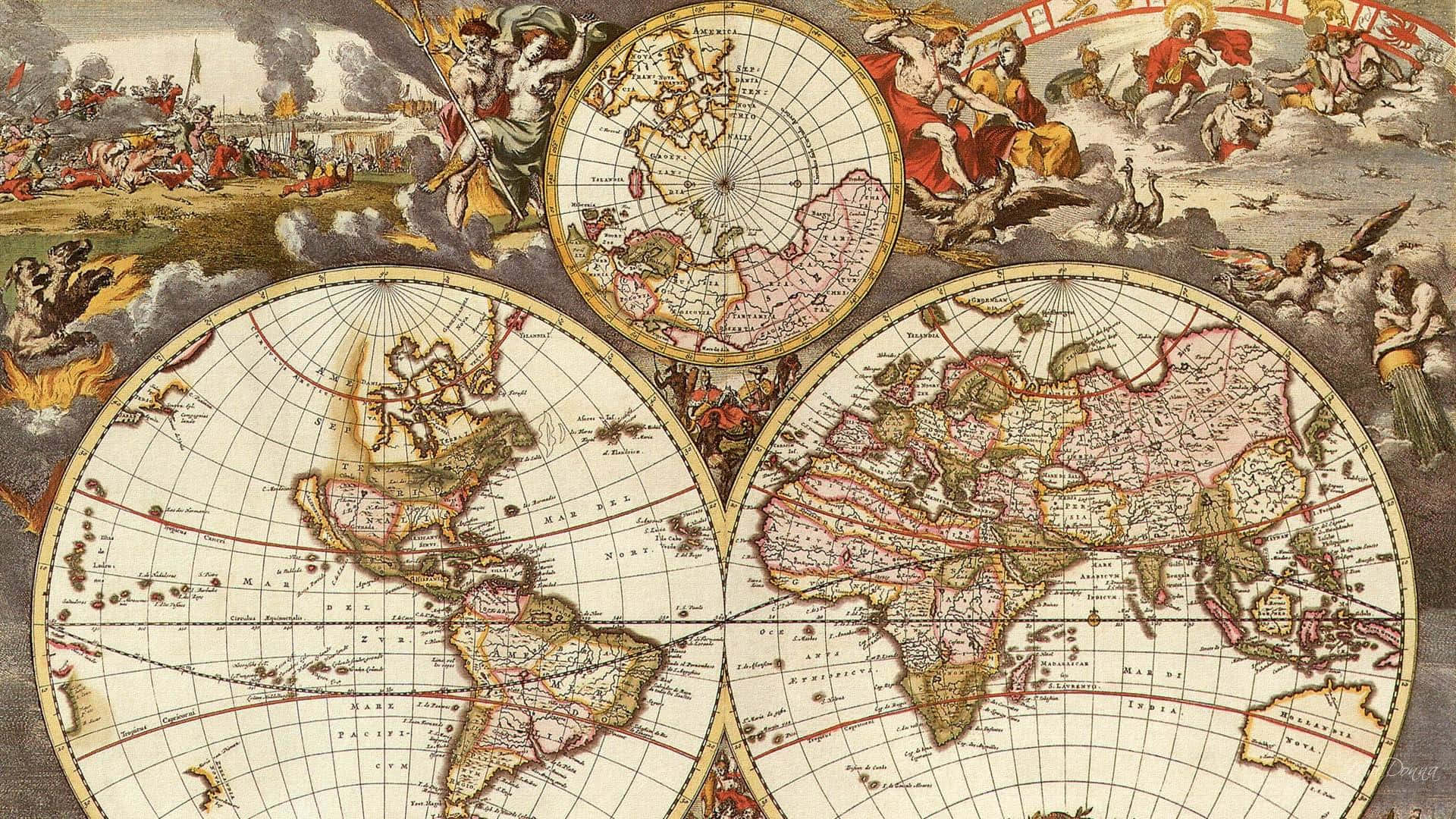 "vintage World Map From The Renaissance Era" Wallpaper