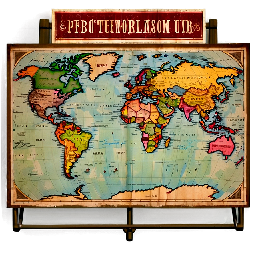 Vintage World Map Poster Png Xhh PNG