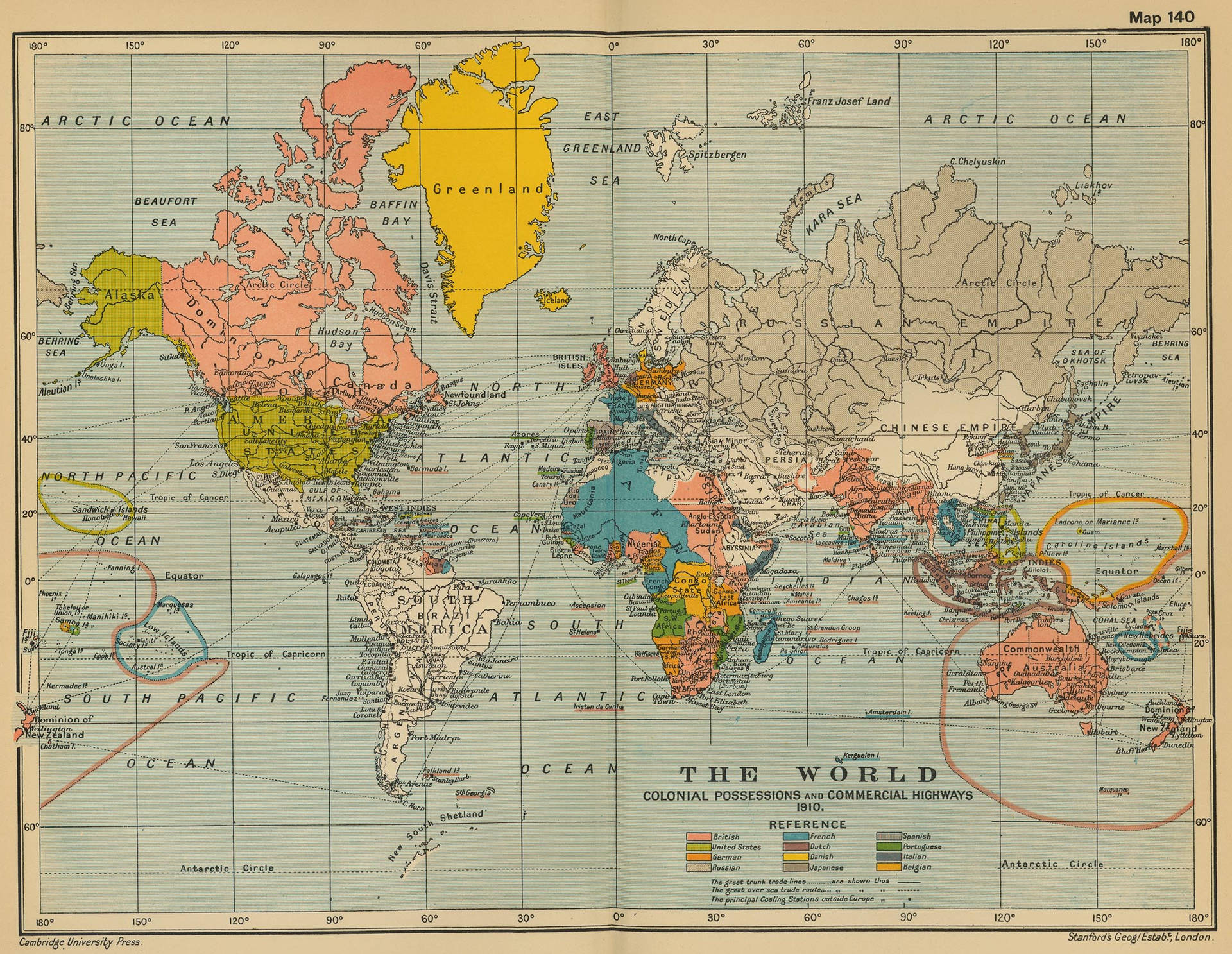 Vintage World Map1910 Wallpaper