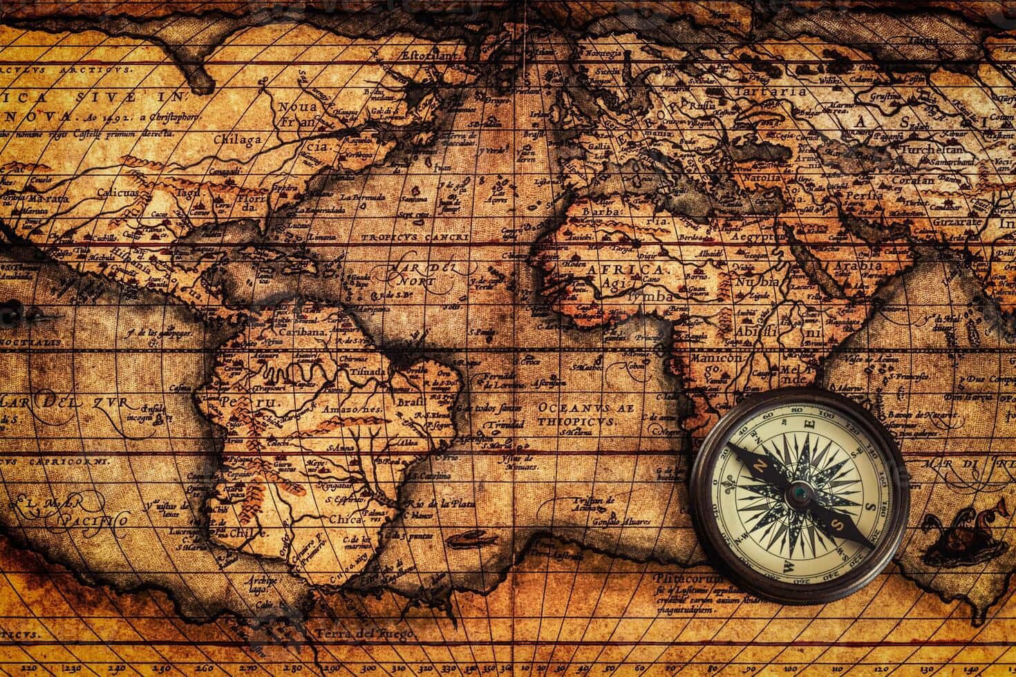Vintage World Mapwith Compass.jpg Wallpaper