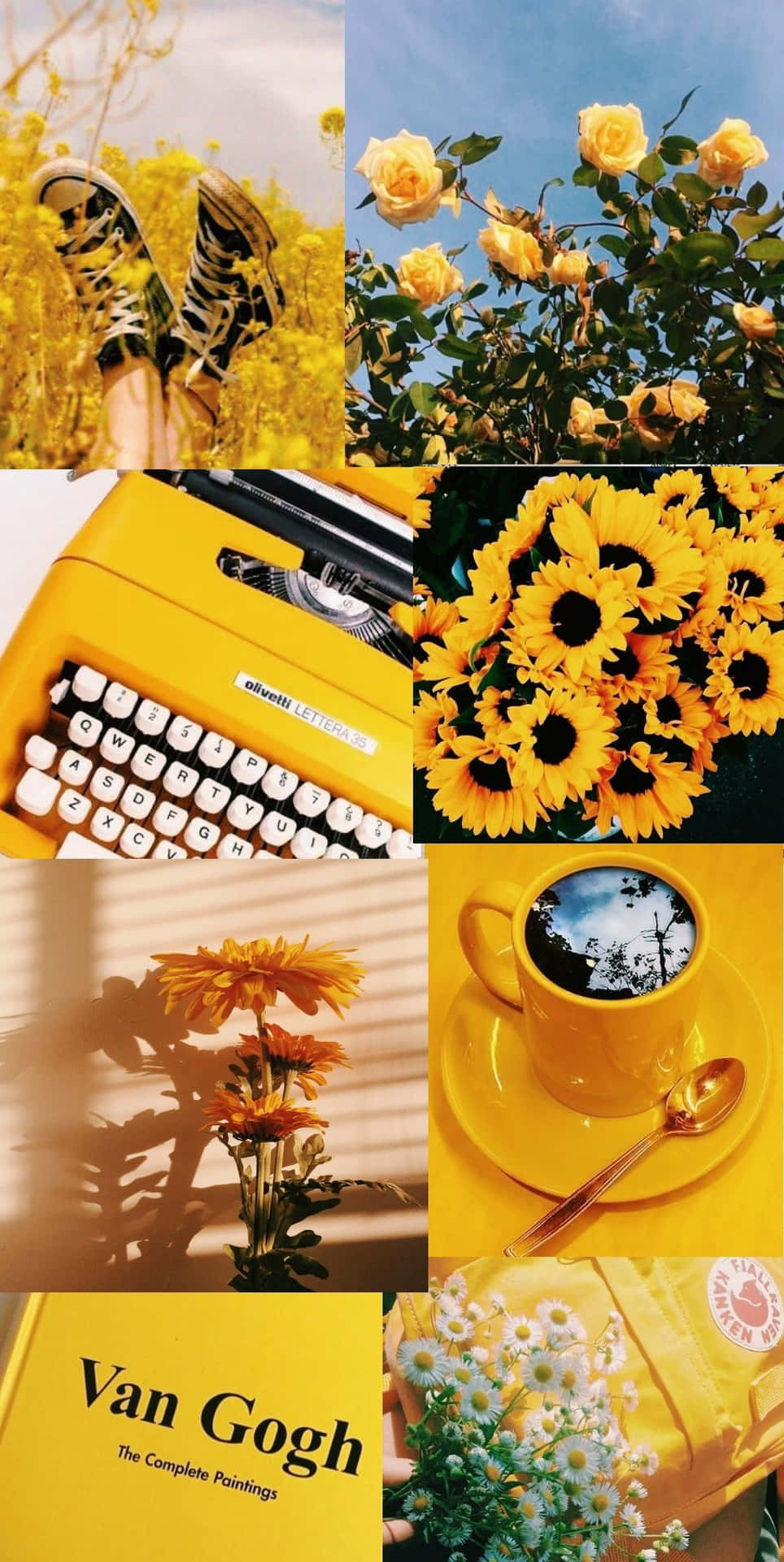 Vintage Yellow Aesthetic Collage Wallpaper