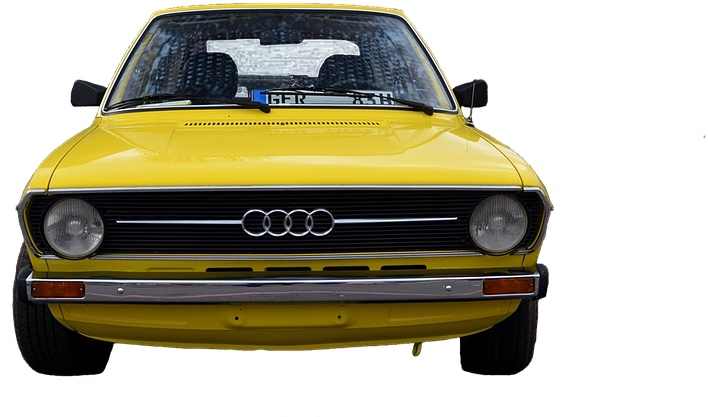 Vintage Yellow Audi Front View PNG