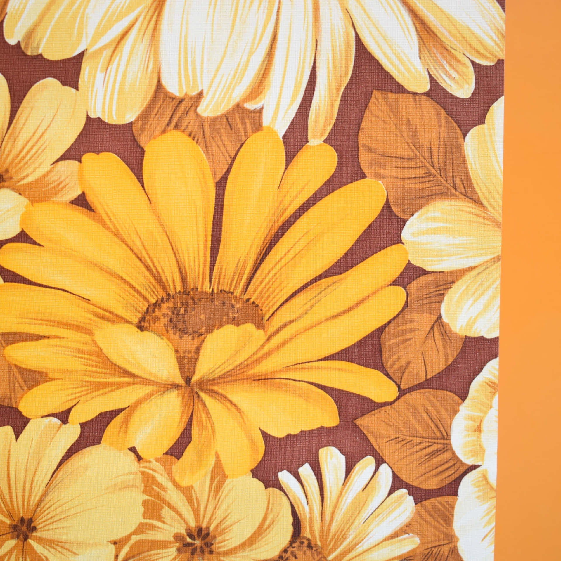 Vintage Yellow Flowers Pattern70s Style Wallpaper