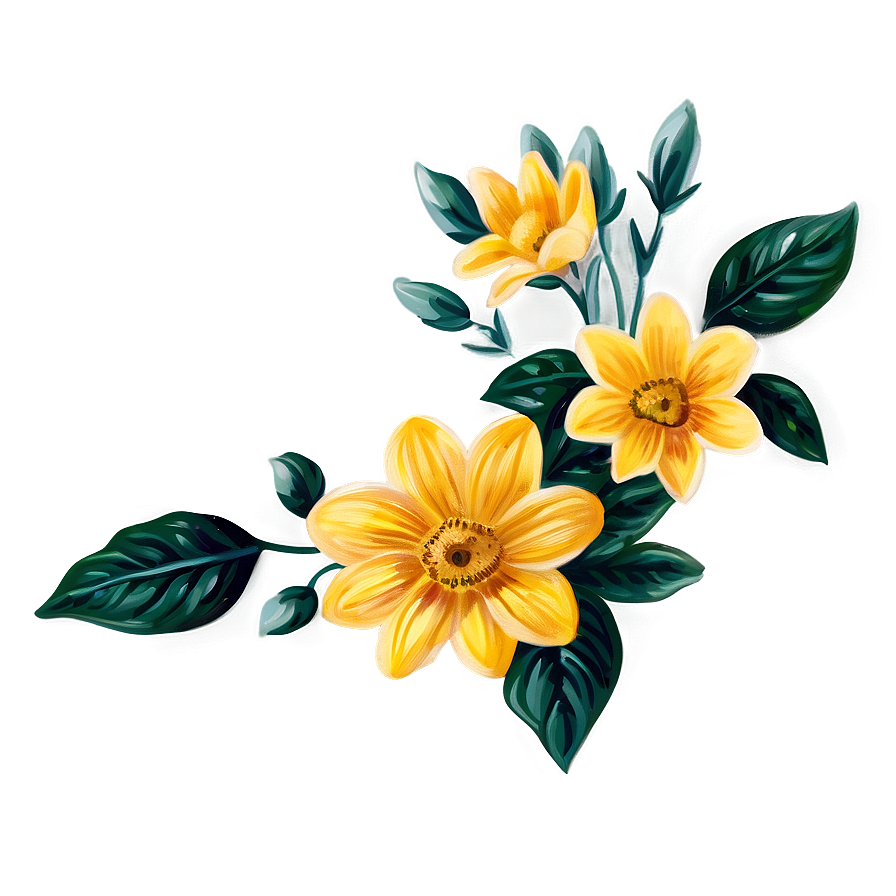 Vintage Yellow Flowers Png 06122024 PNG