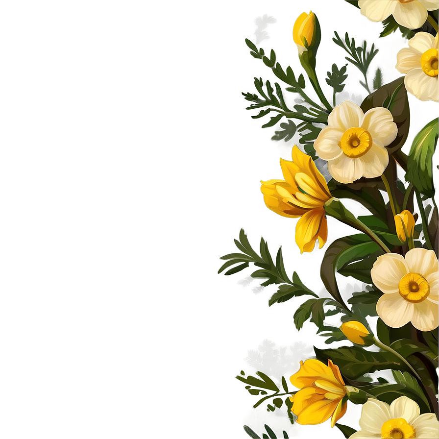 Vintage Yellow Flowers Png Cil PNG