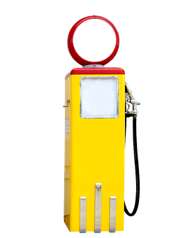Vintage Yellow Gas Pump PNG