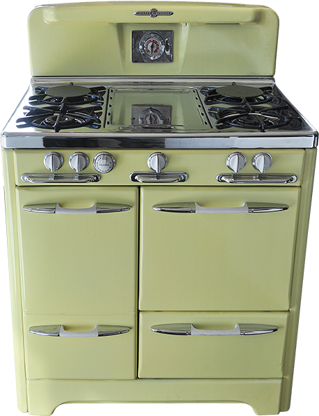 Vintage Yellow Gas Stove PNG