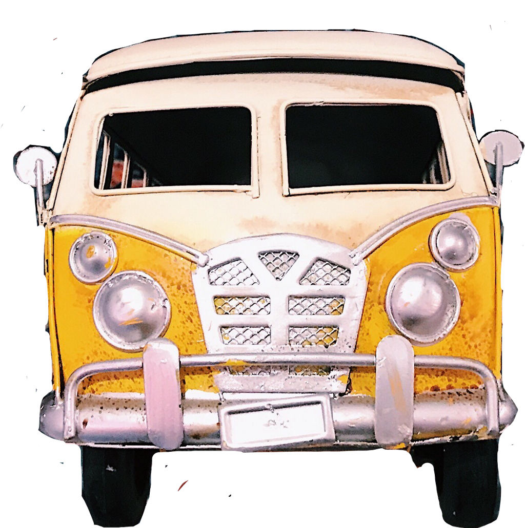 Vintage Yellow Hippie Van PNG