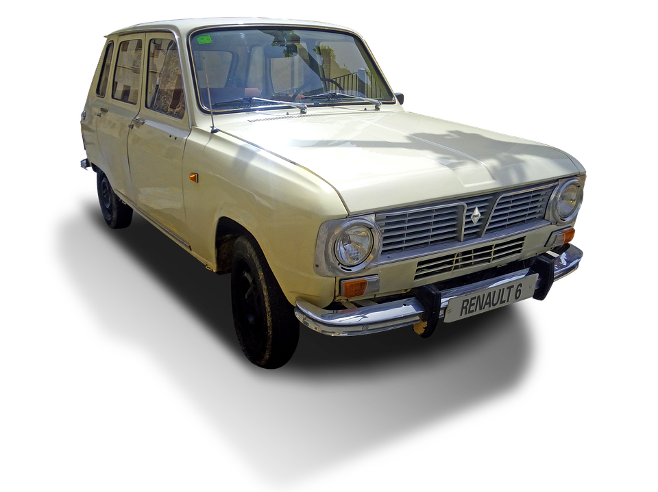 Vintage Yellow Renault6 Car PNG