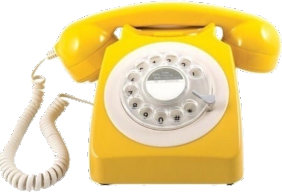 Vintage Yellow Rotary Phone PNG