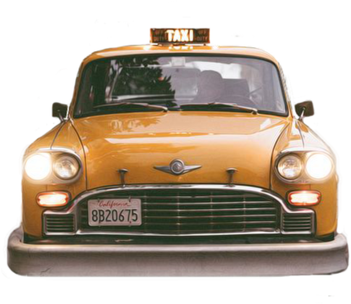 Vintage Yellow Taxi Front View PNG