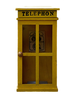 Vintage Yellow Telephone Booth PNG