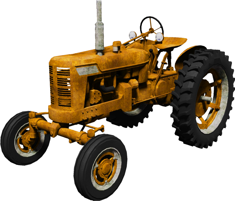 Vintage Yellow Tractor Isolated PNG