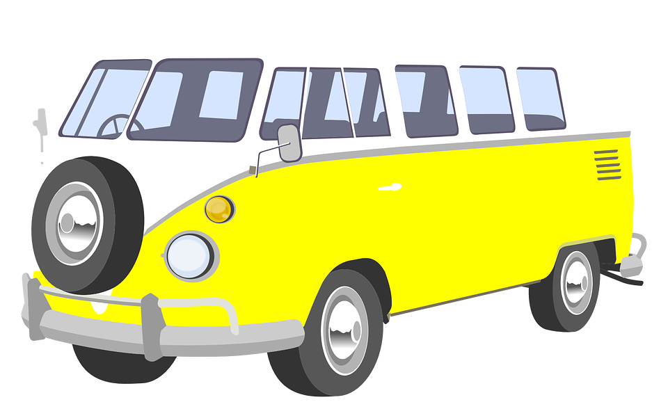 Vintage Yellow Volkswagen Bus PNG