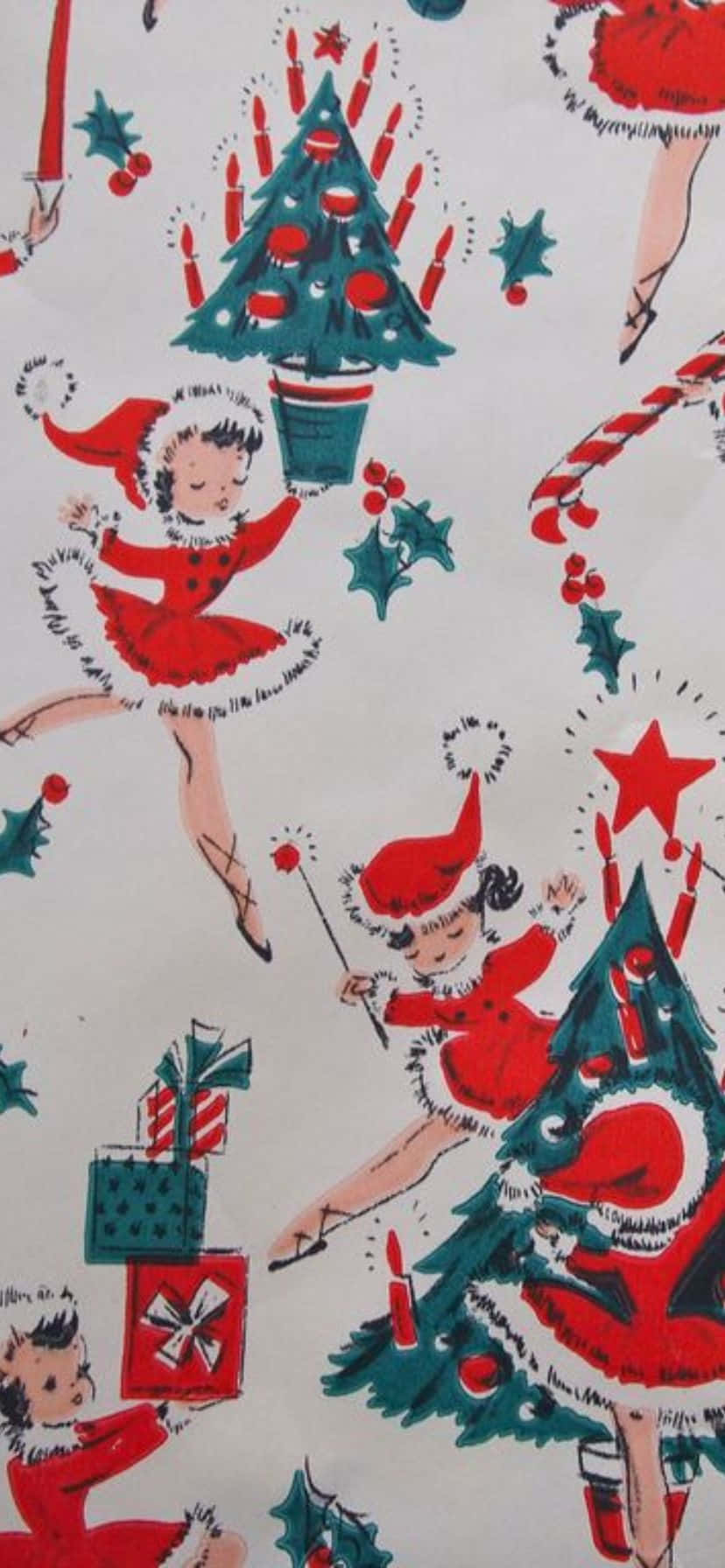 Motif De Noël Vintage Des Années 50 Fond d'écran