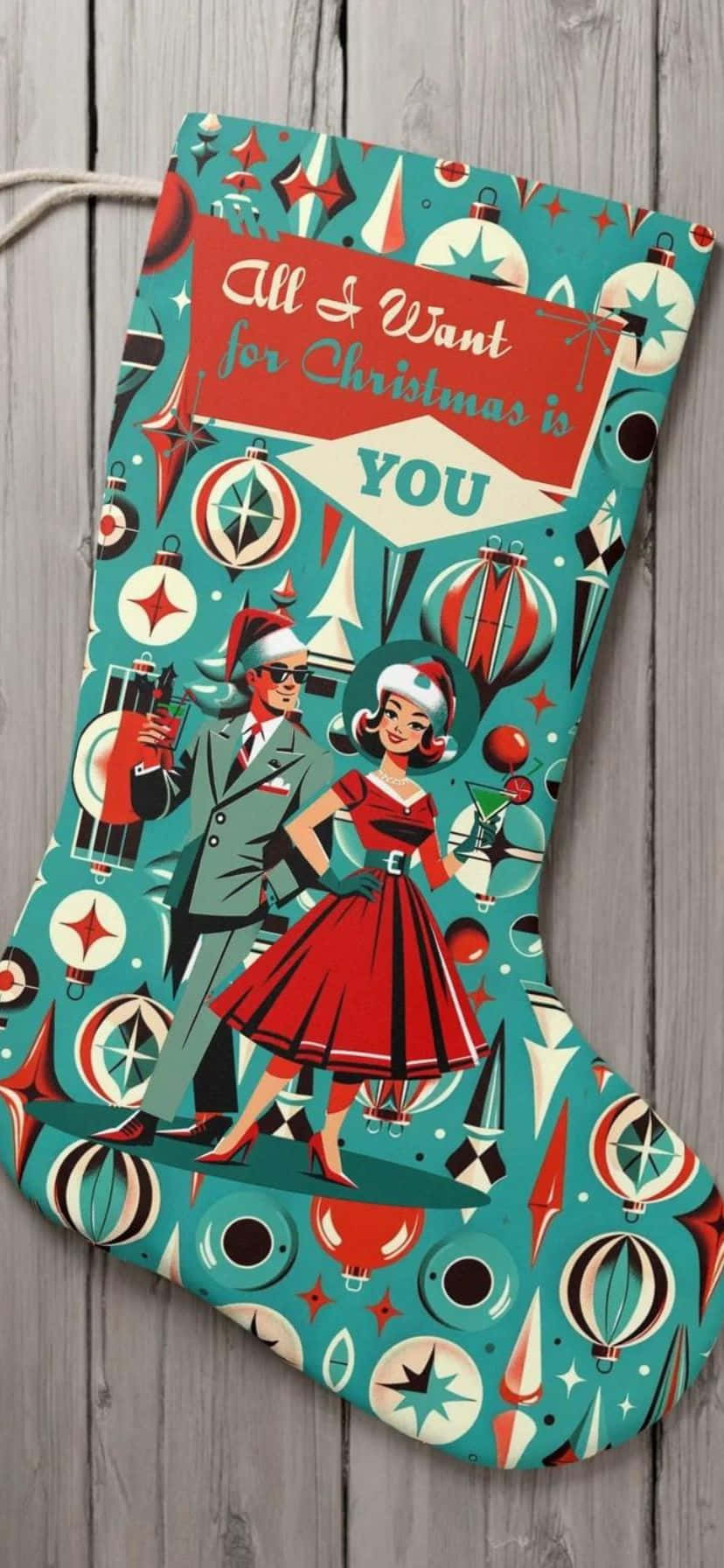 Vintage50s Christmas Stocking Design Wallpaper