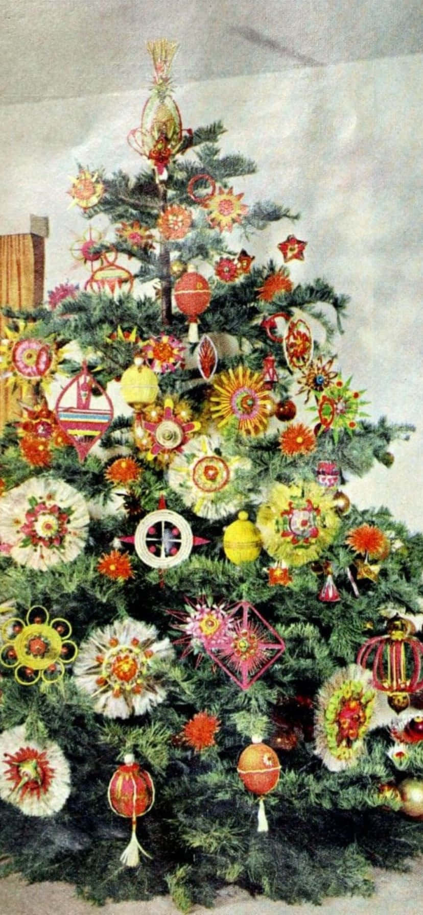 Décorations D'arbre De Noël Vintage Des Années 50 Fond d'écran