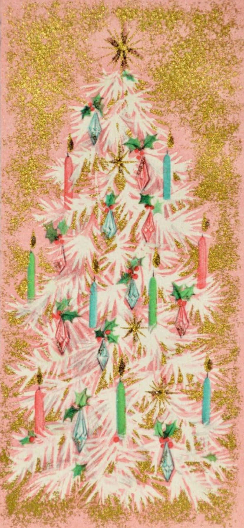 Illustration De Sapin De Noël Vintage Des Années 50 Fond d'écran