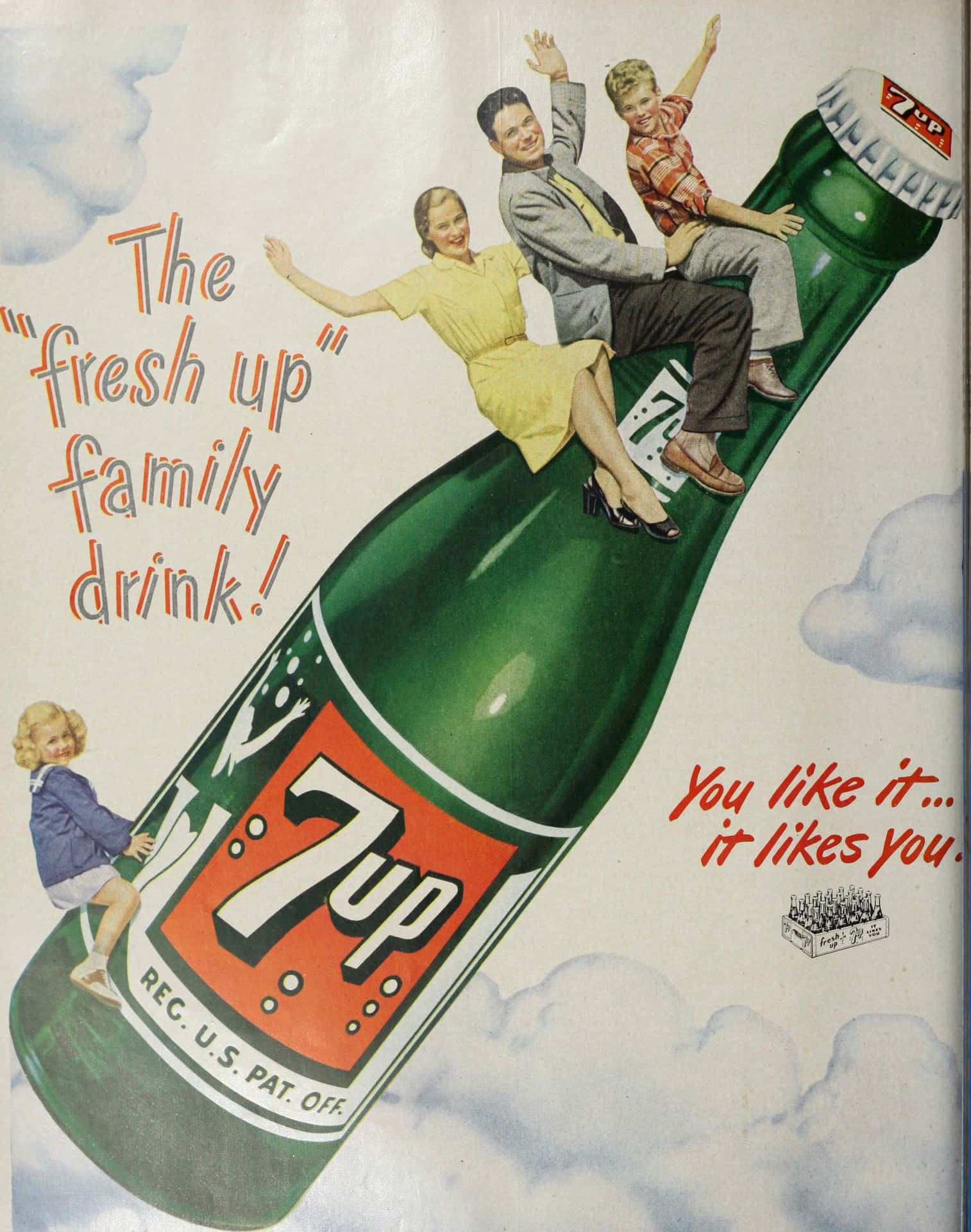 Vintage7 Up Fresh Up Family Drink Ad Wallpaper