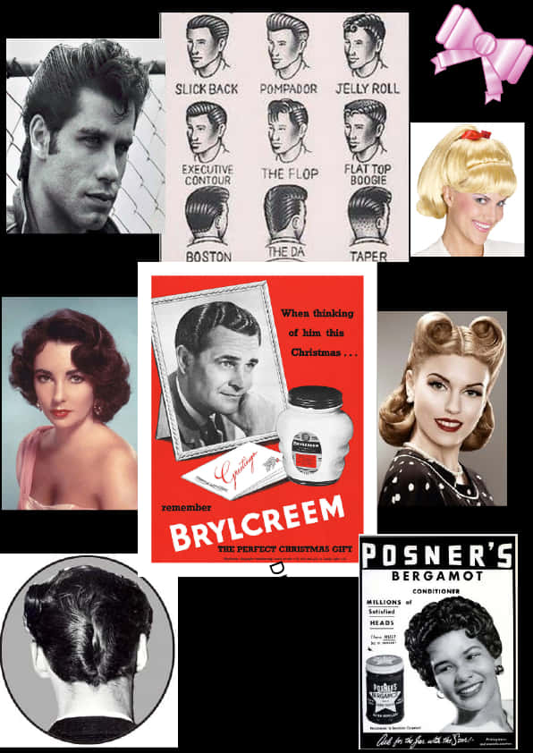 Vintage_ Hairstyles_and_ Products_ Collage PNG