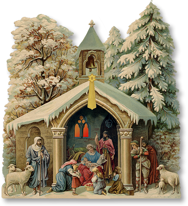 Vintage_ Nativity_ Scene_ Illustration PNG